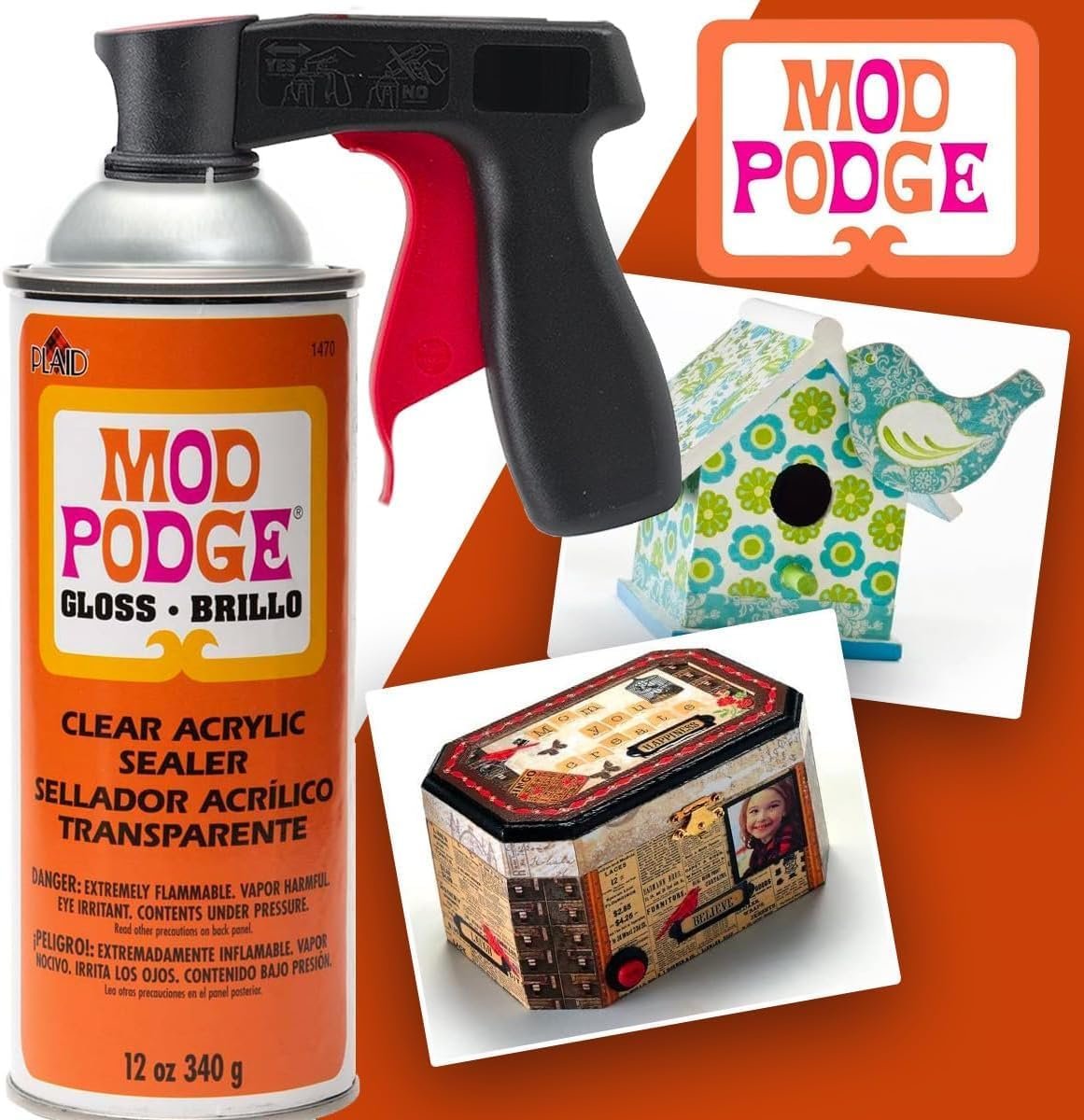 Mod Podge Spray Acrylic Sealer Glossy 2-Pack, Clear Coating Matte